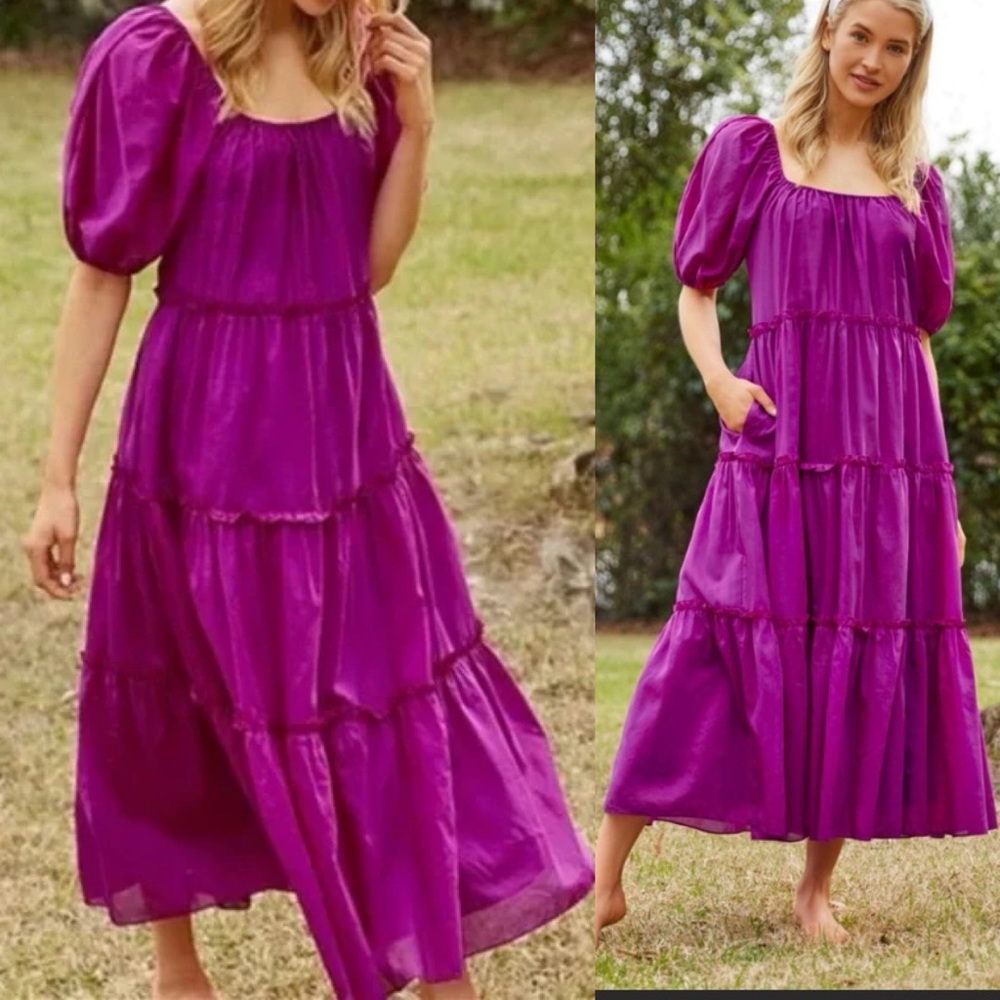 Antonio Melani Print Puff Sleeve Maxi Dress